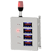 A render of a CTC SCD100 Series enclosure with a red stack light.